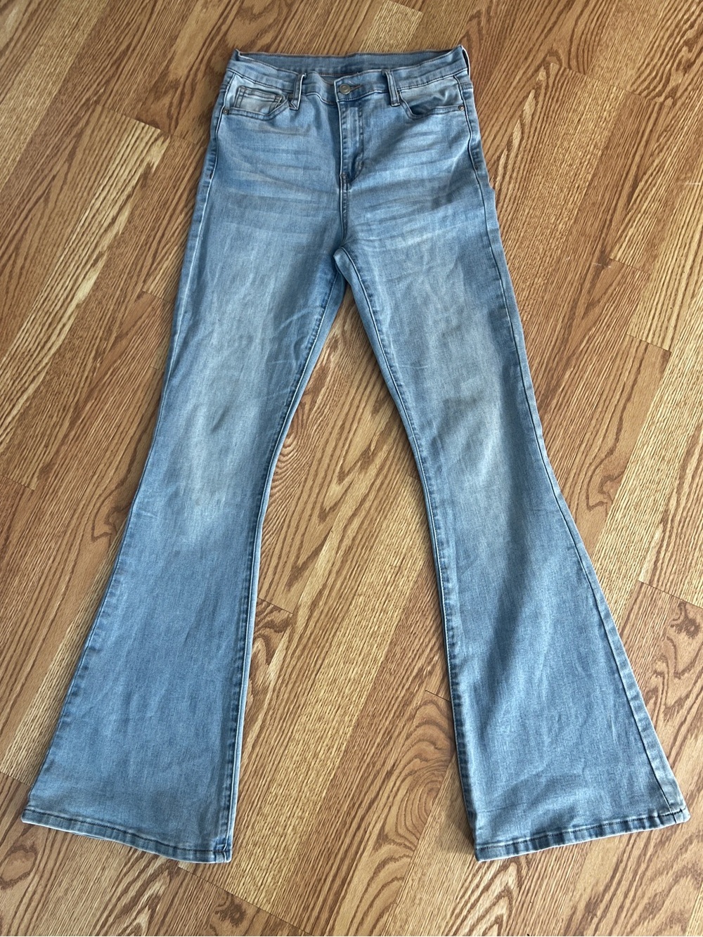 High Rise Flare Bell Bottom Jeans Light Wash Stretch Women’s 28